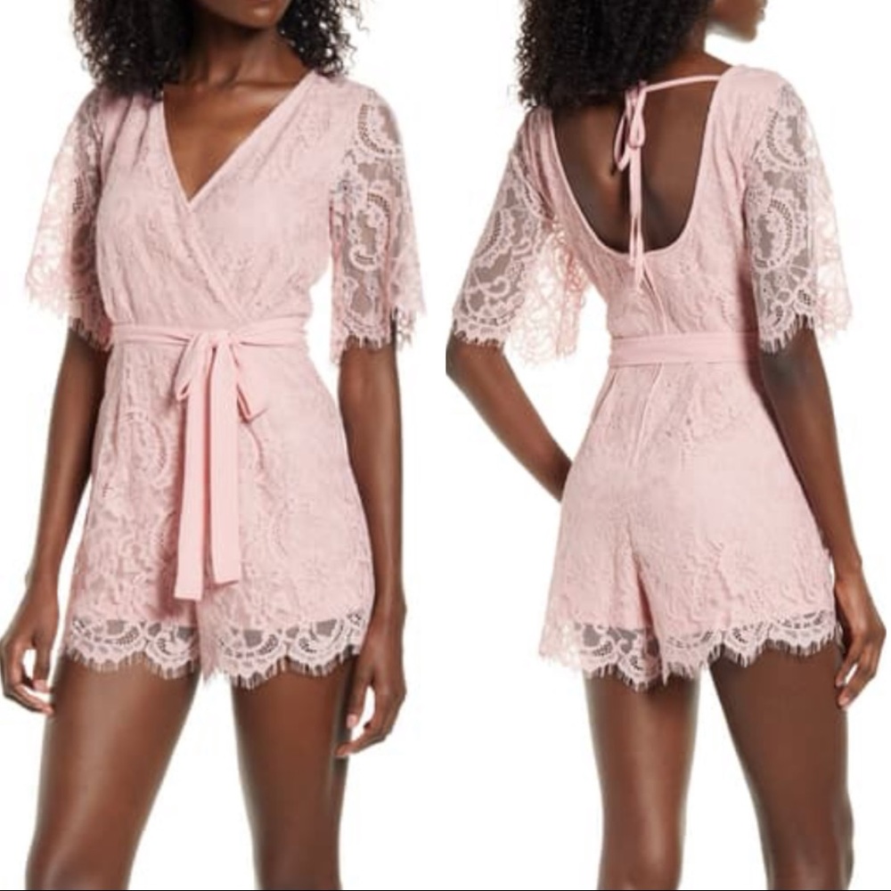 Pink lace romper